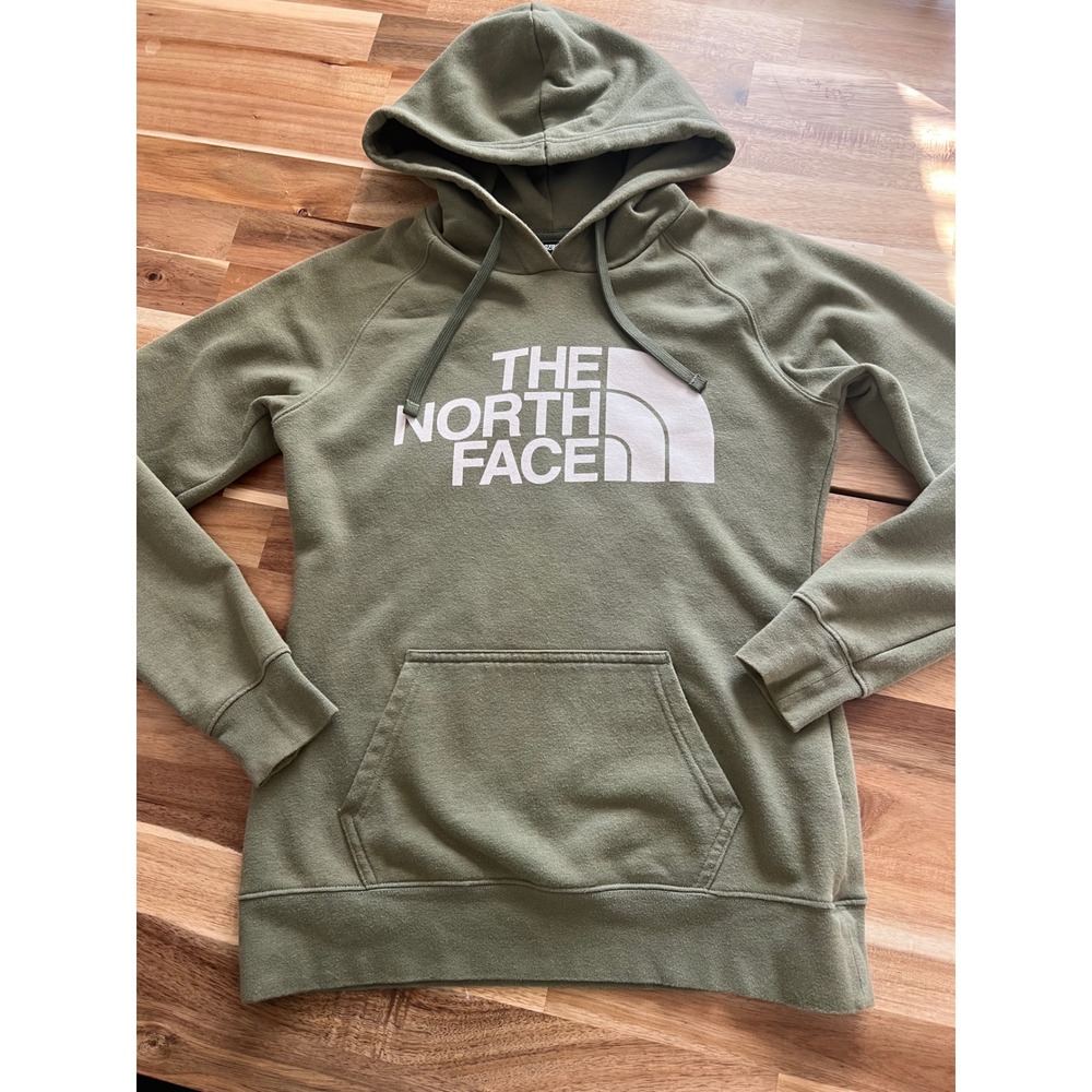 The North Face Kids‎ Khaki Green Logo Hoodie Pullover Sweatshirt XS